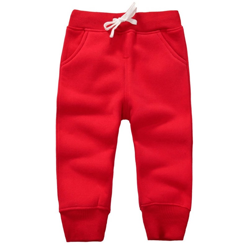 CuteOn Unisex Toddler Jogger Pants Kids Cotton Elastic Waist Winter Baby Sweatpants Pants 4Years Red - Image 1